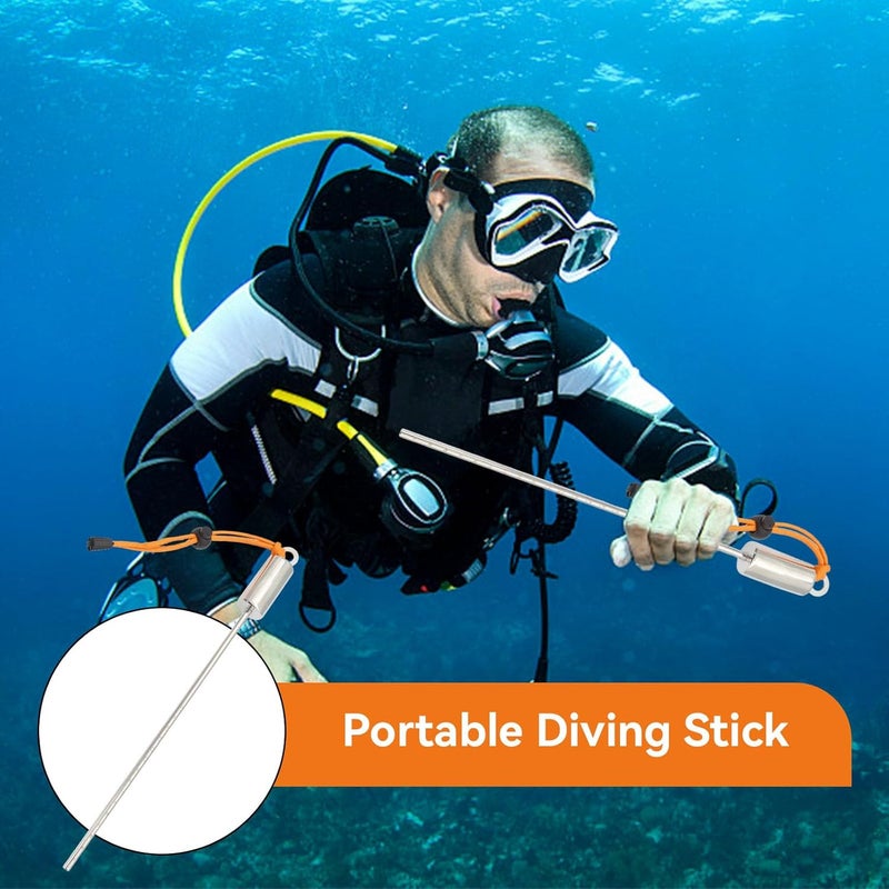 Frdhee Scuba Diving Stick 12", 316 Stainless Steel Scuba Stick Pointer Rod Tickle Stick Pointer Rod with Measurement Adjustable Lanyard and Swivel Snap Bolt for Underwater Shaker Noise Maker - Image 5